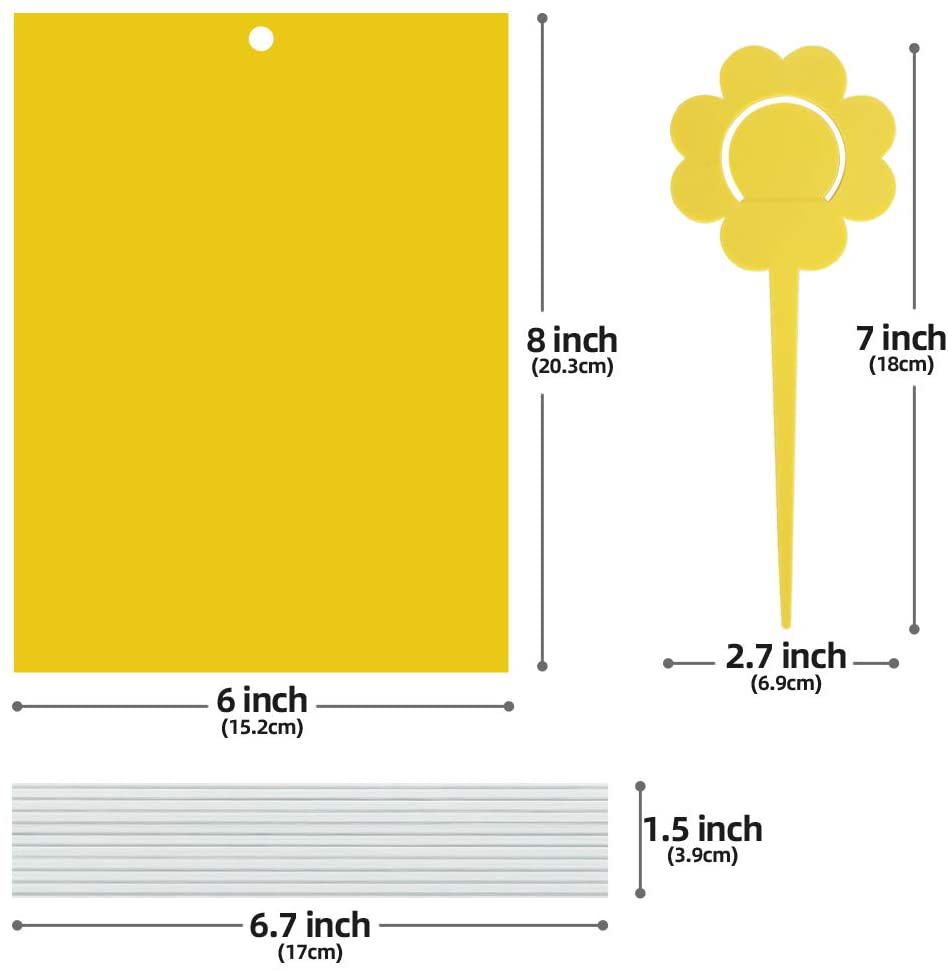 Kensizer 10-Pack Fruit Fly Trap, Yellow Sticky Gnat Traps Killer for Indoor/Outdoor Flying Plant Insect Like Fungus Gnats, Whiteflies, Aphids, Leaf Miners - 6x8 in, Twist Ties Included