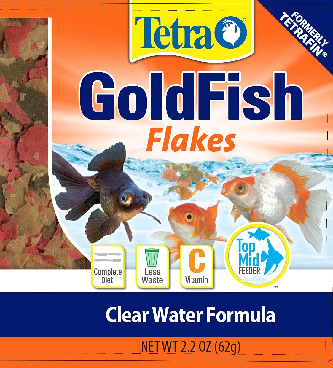 Tetra Goldfish Flakes 2.2 Ounces, Balanced Diet, Clear Water Formula