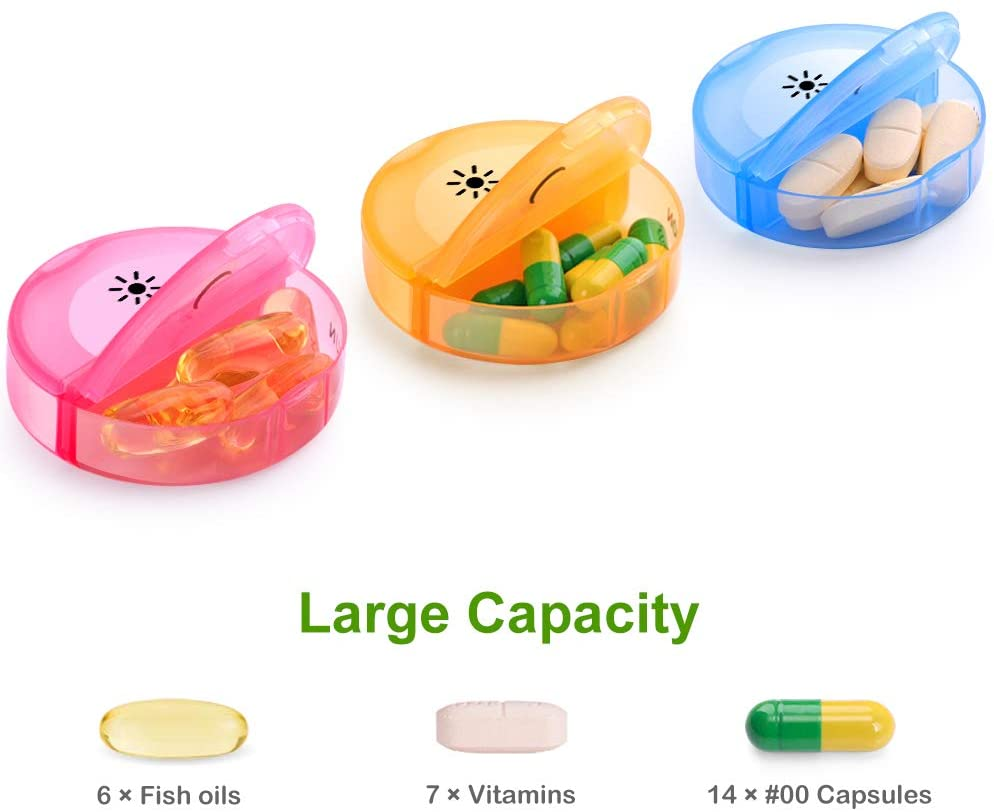Weekly Pill Organizer 7 Day 2 Times a Day, Sukuos Large Daily Pill Cases for Pills/Vitamin/Fish Oil/Supplements (Clear)
