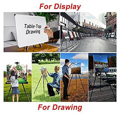 Reinforced Artist Easel Stand, Extra Thick Aluminum Metal Tripod Display Easel 21" to 66" Adjustable Height with Portable Bag for Floor