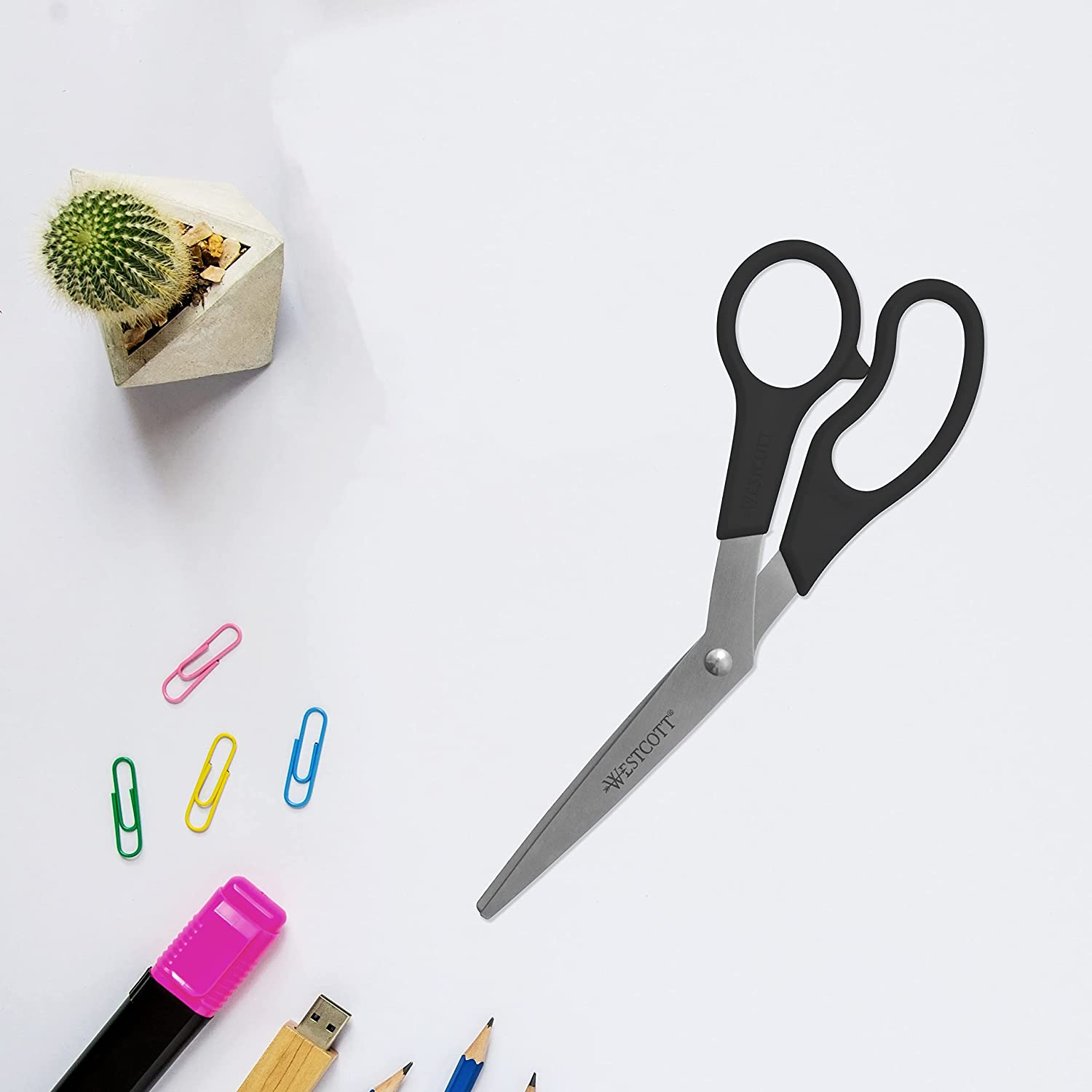 Westcott All Purpose Value Scissors, 8" Bent, Pack of 3, Black (13402)