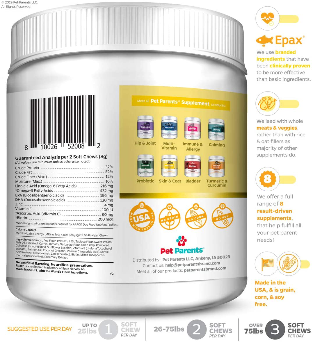 Omega 3 for Dogs 4g 90c - Dog Skin Care & Fur Vitamins for Dogs, Omega Dog Treats, EPA & Dog DHA, Anti Itch Dog, Dog Itch Relief