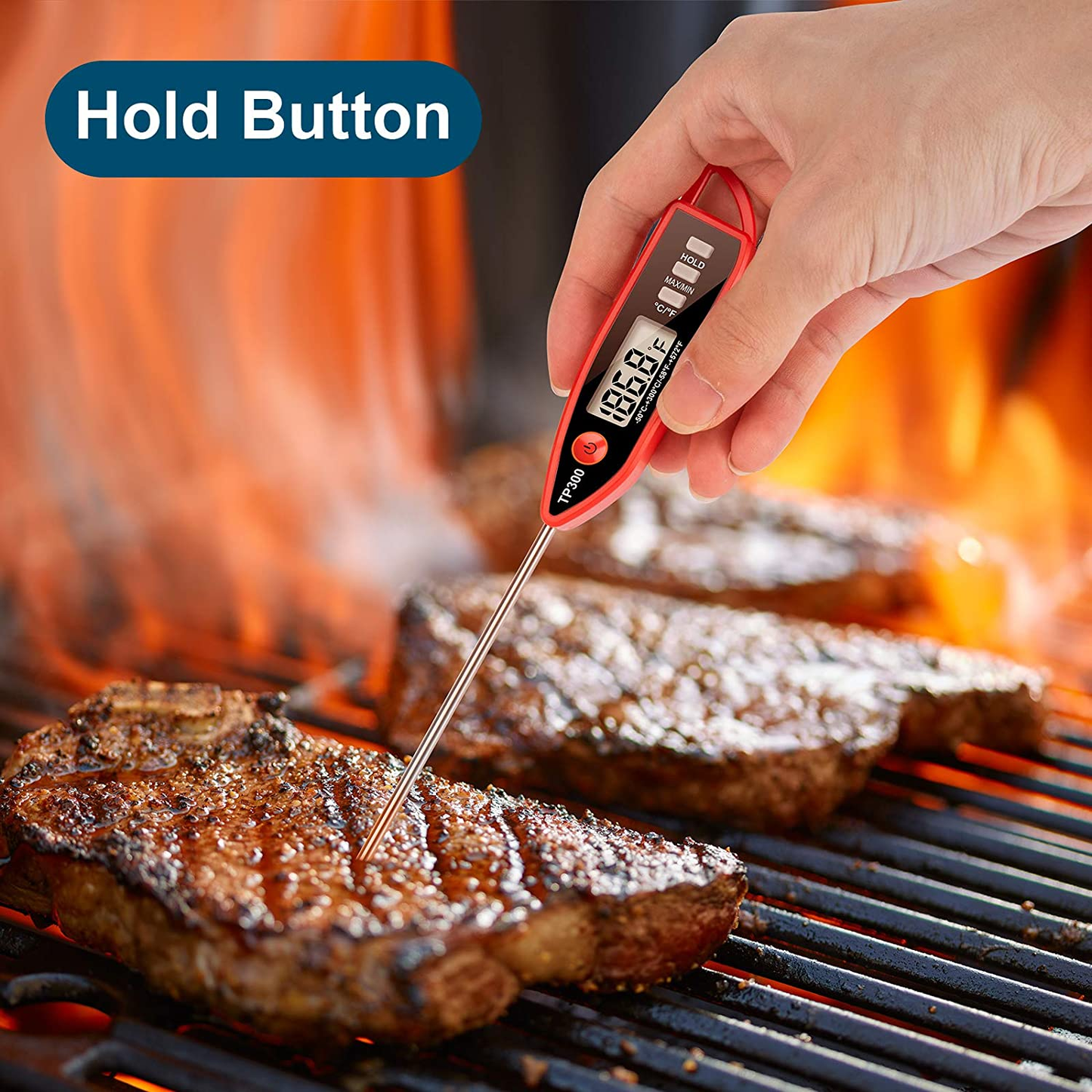 Instant Read Meat Thermometer Food Thermometer Cooking Thermometer Kitchen Candy Thermometer with Fahrenheit/Celsius(℉/℃) Switch for Oil Deep Fry BBQ Grill Smoker Thermometer by Aiktryee