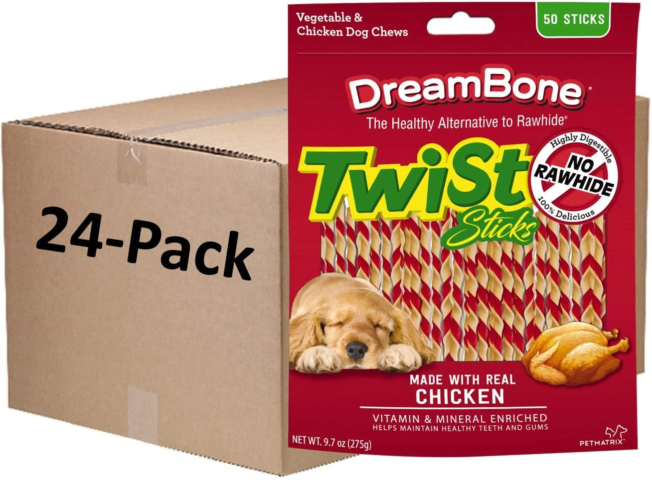 Dreambone Twist Sticks, Treat Your Dog to a Chew Made with Real Chicken and Vegetables