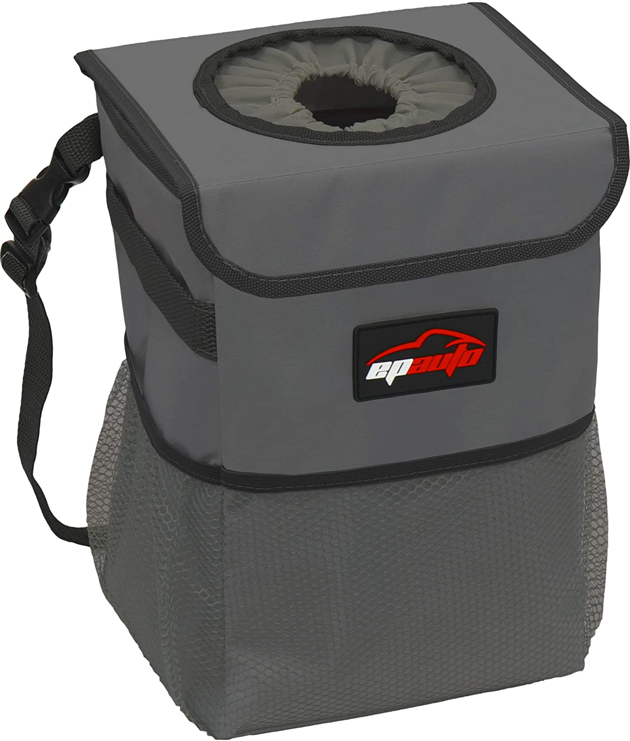 EPAuto Waterproof Car Trash Can with Lid and Pockets Includes Trash Bags