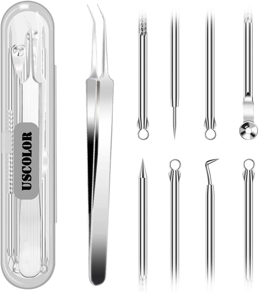 5PCS Blackhead Remover, Pimple Comedone Extractor, Whitehead Removal Tool, Acne Blemish Tools Set, Professional Blackheads Tweezers Kits