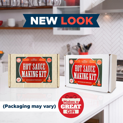 DIY Gift Kits Hot Sauce Making Kit, 26 Piece Set, Gourmet Spicy Gift Set for Men, Featuring 5Th Generation Heirloom Peppers & Spice Blends, Natural & GMO Free, Recipe Book, Storing Bottles