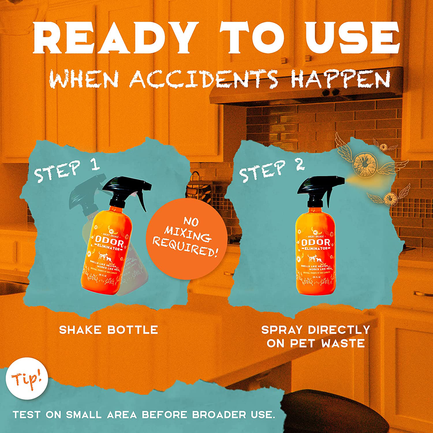 ANGRY ORANGE Pet Odor Eliminator for Home - Citrus Deodorizer for Urine Stains & Strong Smells on Carpet, Furniture, or Floors