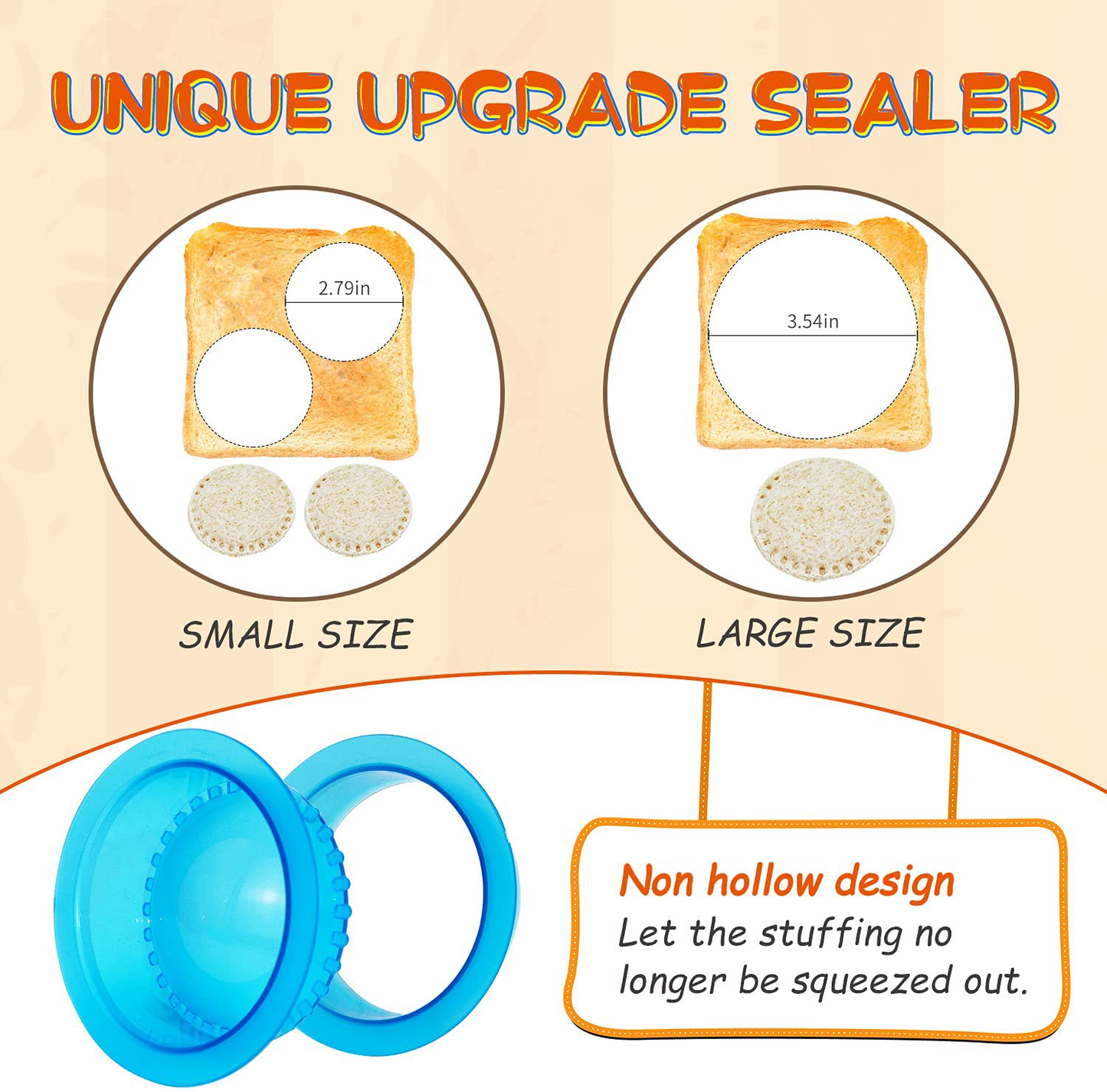 HiYZ Sandwich Cutter and Sealer, Pack of 5 Uncrustables Sandwich Maker for Kids, Bread Sandwich Decruster Pancake Maker DIY Cookie Cutter for Boys and Girls Lunch Lunchbox and Bento Box(Blue)