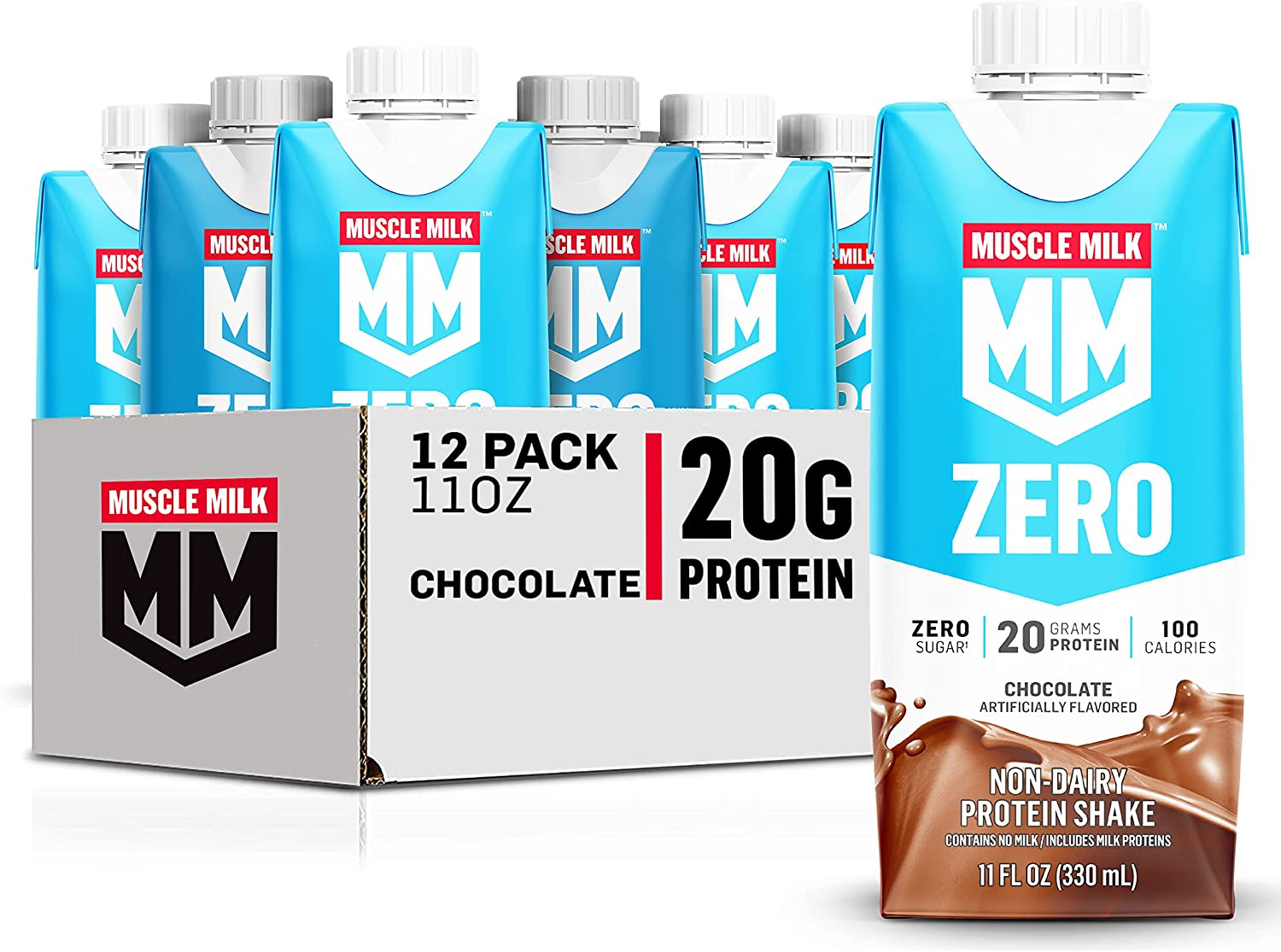 Muscle Milk Pro Advanced Nutrition Protein Shake, Knockout Chocolate, 14 Fl  Oz Bottle, 12 Pack, 40g Protein, 1g Sugar, 16 Vitamins & Minerals, 6g