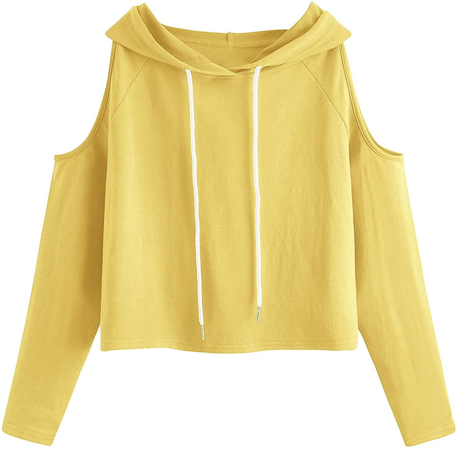 SweatyRocks Women's Cold Shoulder Tie Dye Pullover Hoodie Crop Top Sweatshirt