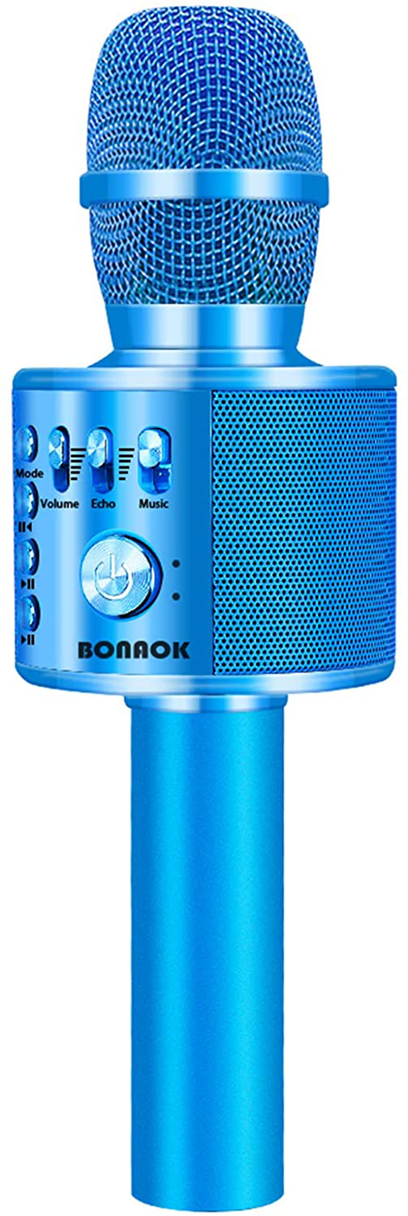 BONAOK Wireless Bluetooth Karaoke Microphone,3-in-1 Portable Handheld Karaoke Mic Speaker Machine Birthday Home Party for PC or All Smartphone (Q37 Blue)