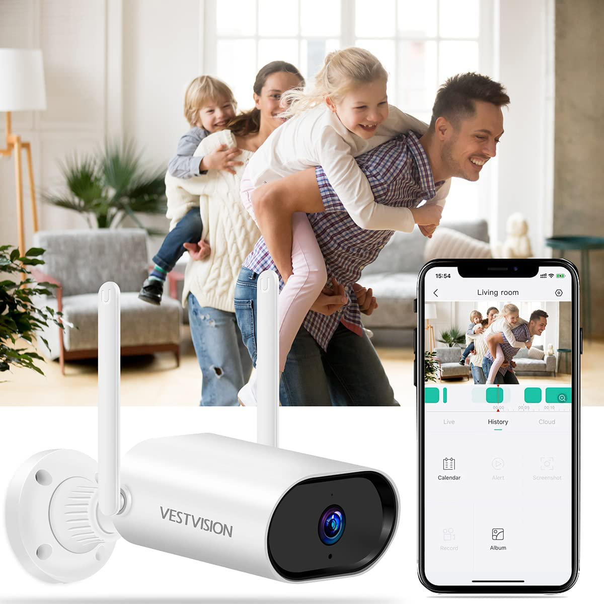 Outdoor Security Cameras FHD 1080P, Night Vision Security Cameras Wireless Outdoor, IP66 Weatherproof for Outdoor Indoor Motion Detection Wireless Cameras for Home Security, 2-Way Audio, 2.4G Wifi