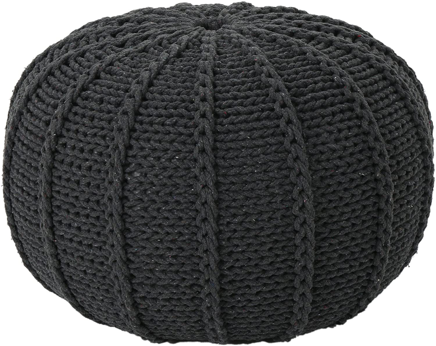 Christopher Knight Home Agatha Knitted Cotton Pouf, Beige
