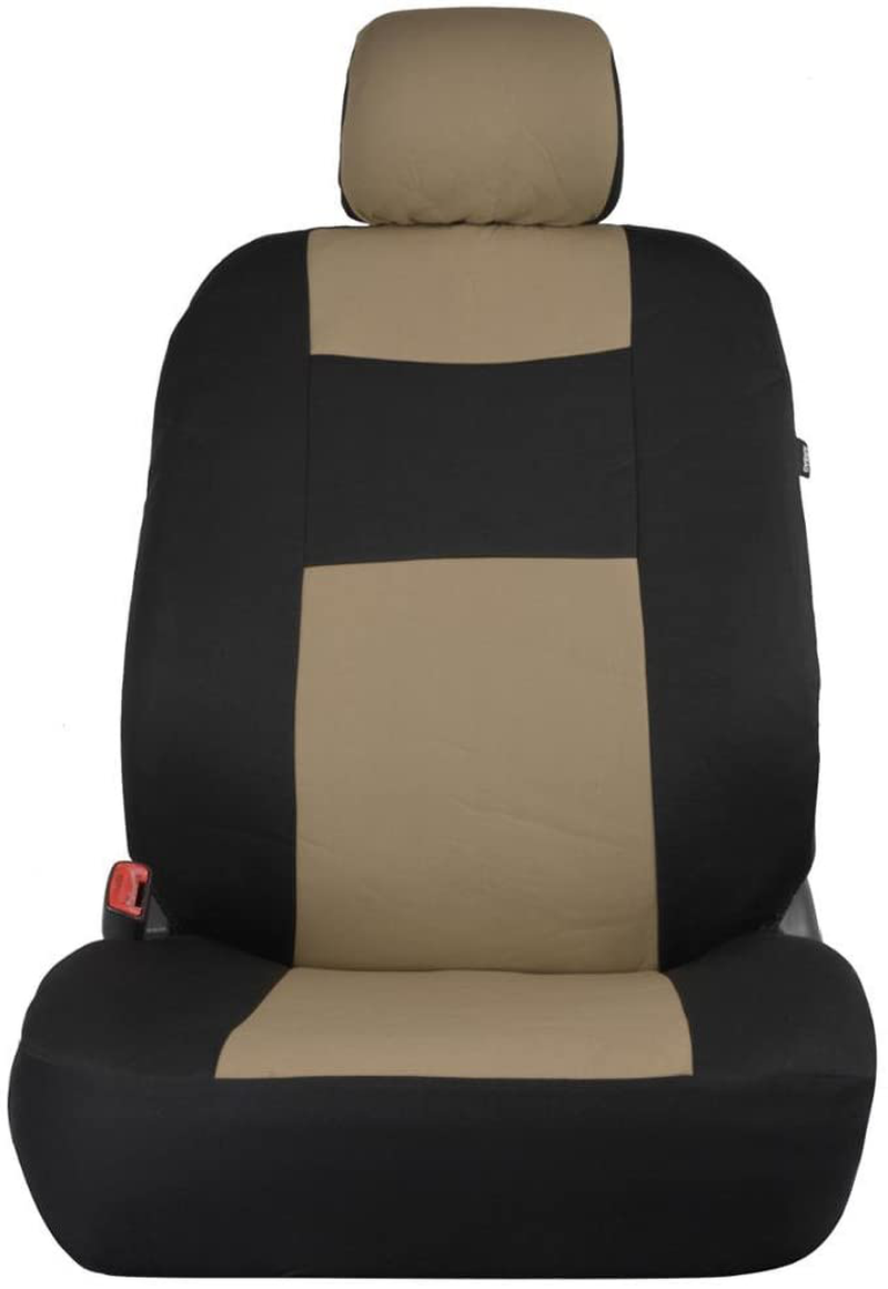 BDK PolyPro Car Seat Covers Full Set Front and Rear Split Bench Protection, Easy Install with Two-Tone Accent, Universal Fit for Auto Truck Van SUV