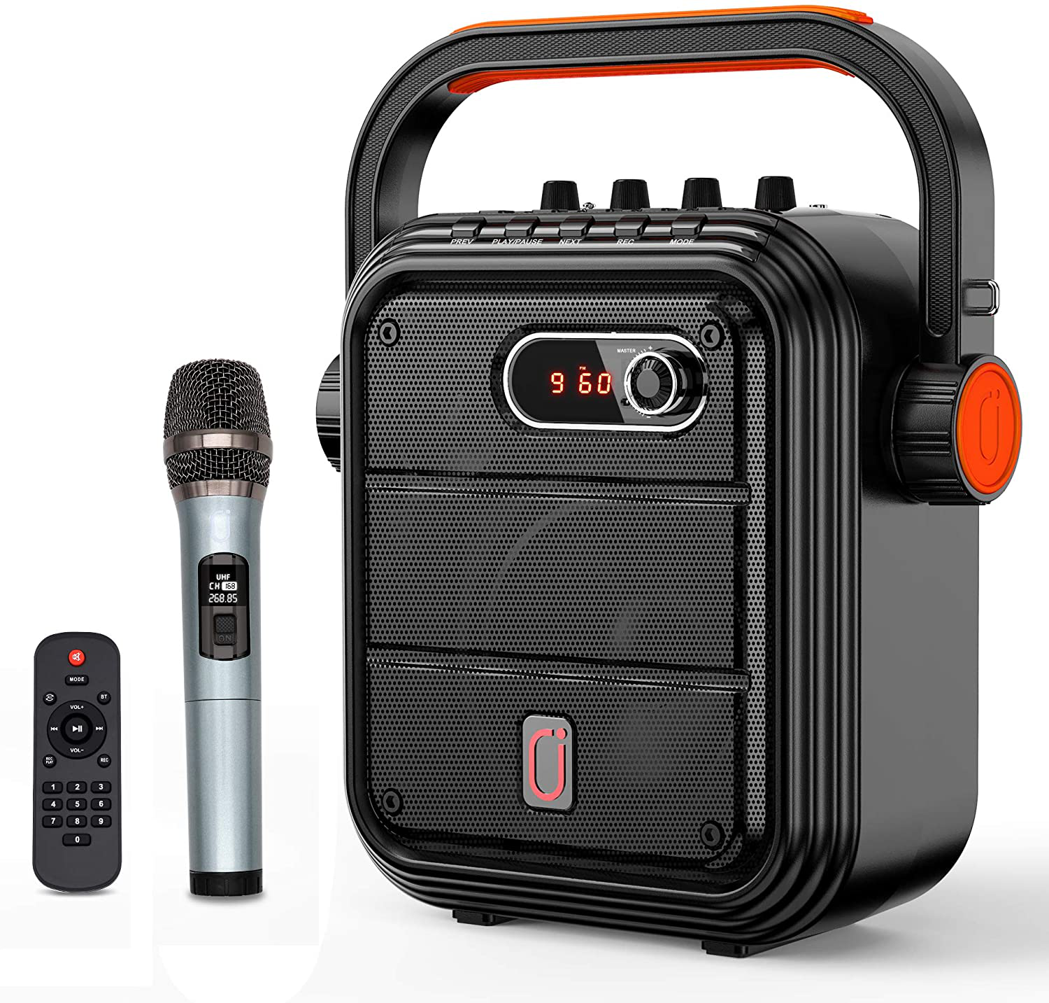 JYX Karaoke Machine Portable Microphone Speaker Set Bluetooth 5.0 Rechargeable PA System with FM Radio, Audio Recording, Remote Control, Supports TF Card/Usb
