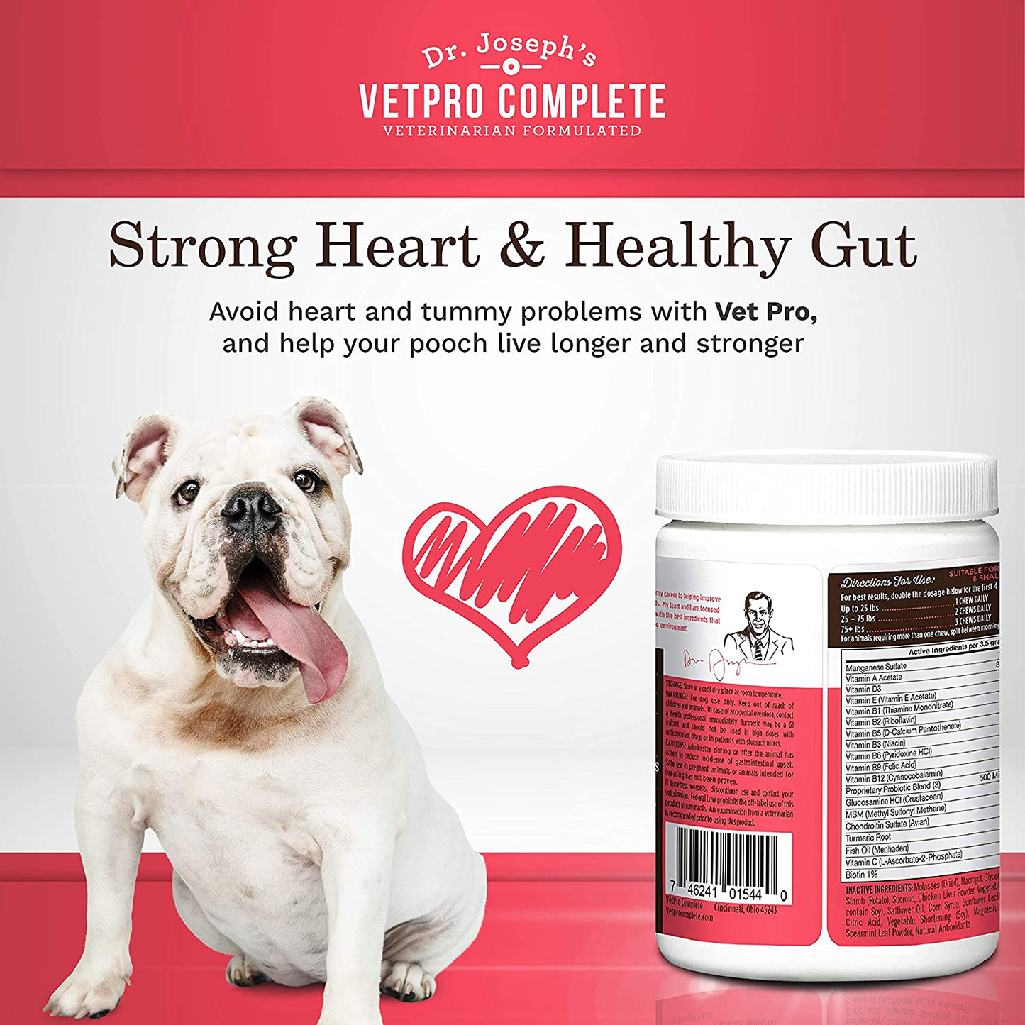 VetPro Dog Vitamins and Supplements - Glucosamine for Hip and Joint Health, Immune System Support, Allergy Meds