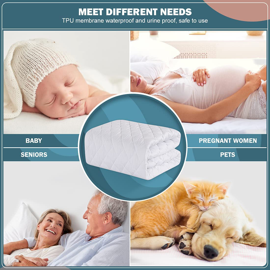 UNILIBRA 100% Waterproof Quilted Mattress Pad Twin XL Size, 6''-19'' Deep Pocket Fitted Mattress Protector Cover, Breathable, Hollow Cotton Alternative Filling Mattress Topper