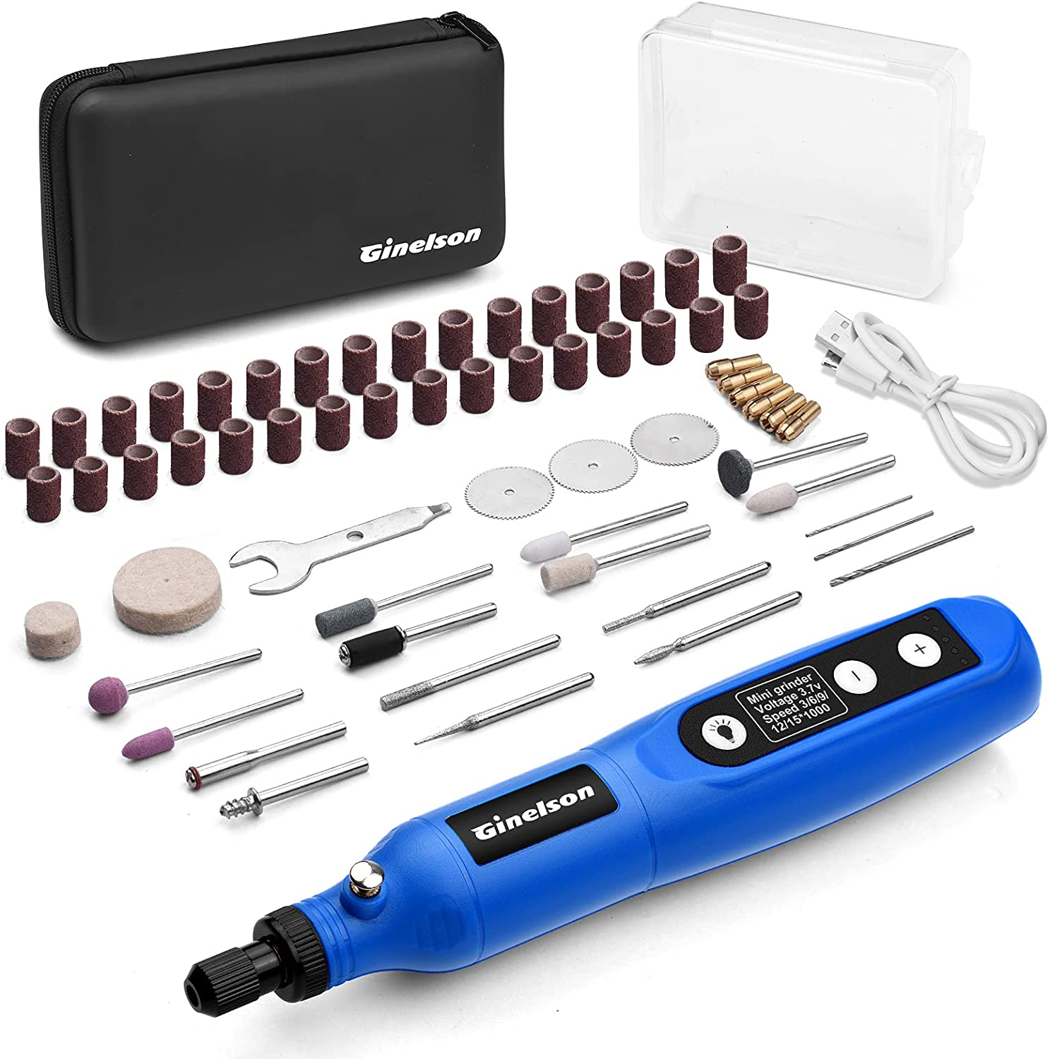 Cordless Rotary Tool, 3.7V Li-Ion Mini Rotary Accessory Kit with LED Light, 5-Speed and USB Charging Power Tool with 60 Accessories for Drilling, Engraving, Sanding, Polishing, and Cutting