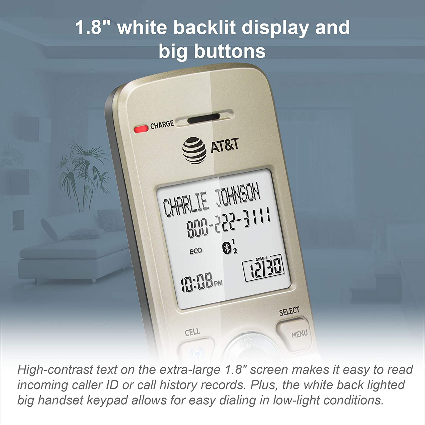 AT&T DL72219 DECT 6.0 Cordless Phone for Home with Connect to Cell, Call Blocking, 1.8" Backlit Screen, Big Buttons, intercom, and Unsurpassed Range Set