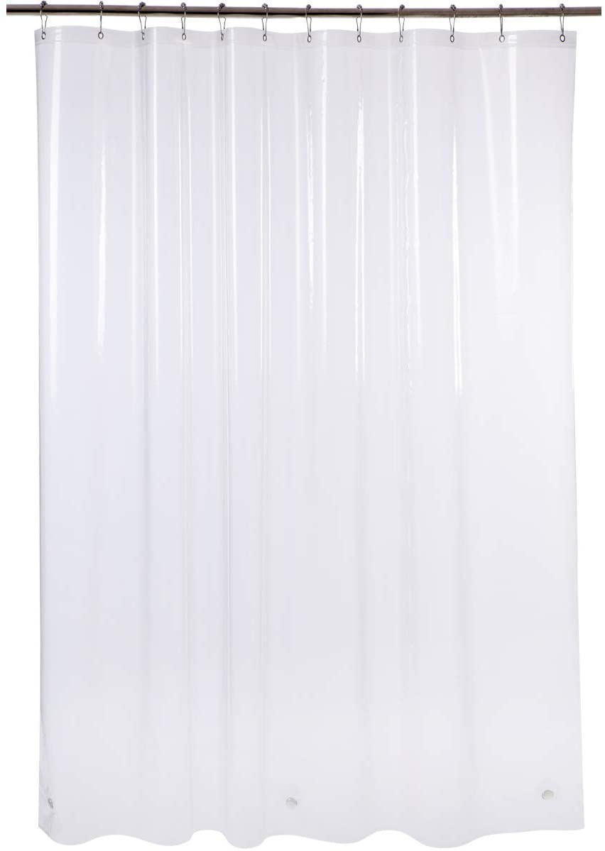 AmazerBath Plastic Shower Curtain Liner, Thick Bathroom Shower Curtains with Heavy Duty Clear Stones and Grommet Holes