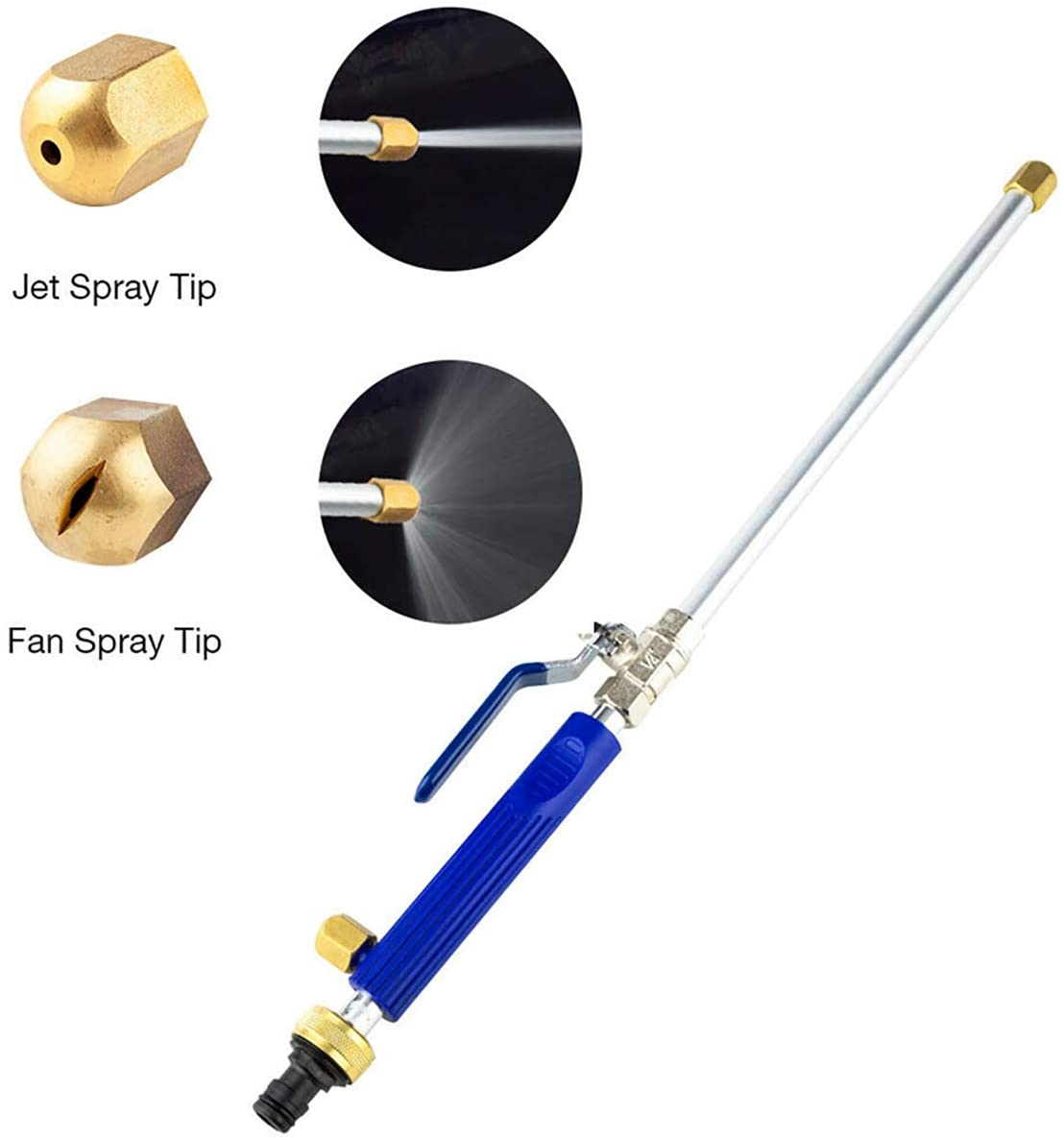 Uptuoli High Pressure Hydro Jet Wand, Extendable Garden Sprayer 2 in 1 Power Washer Attachment Water Hose Nozzle Car Washer Glass Cleaning Tool Window Water Cleaner