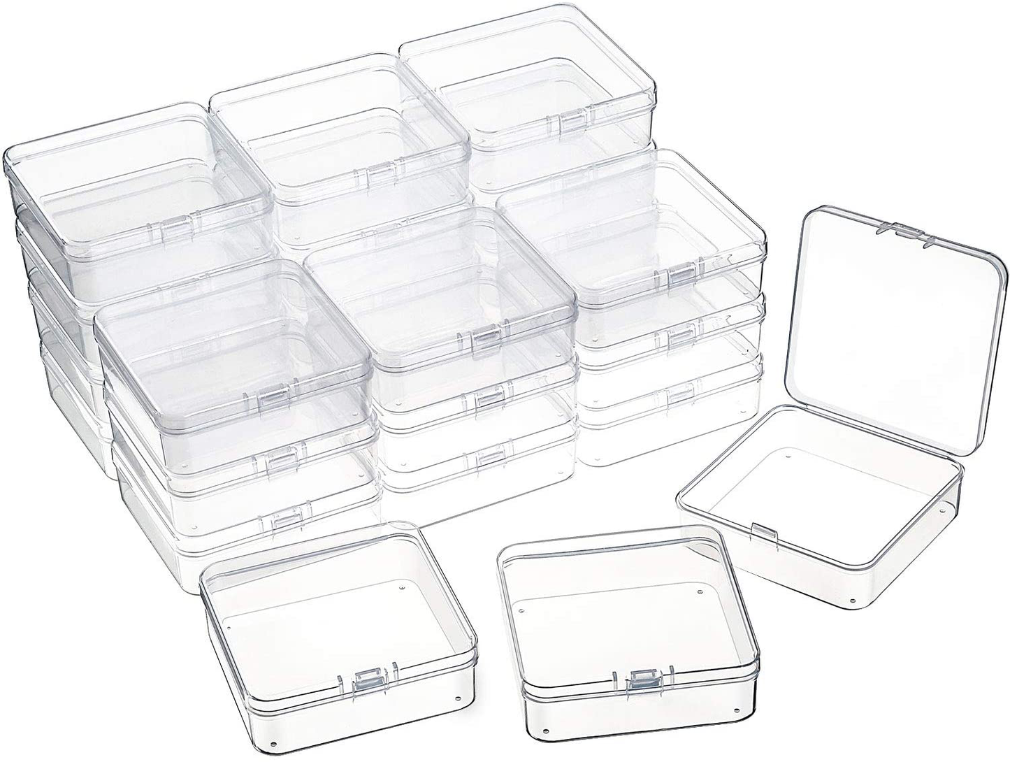 24 Packs Small Clear Plastic Beads Storage Containers Box with Hinged Lid for Storage of Small Items, Crafts, Jewelry, Hardware