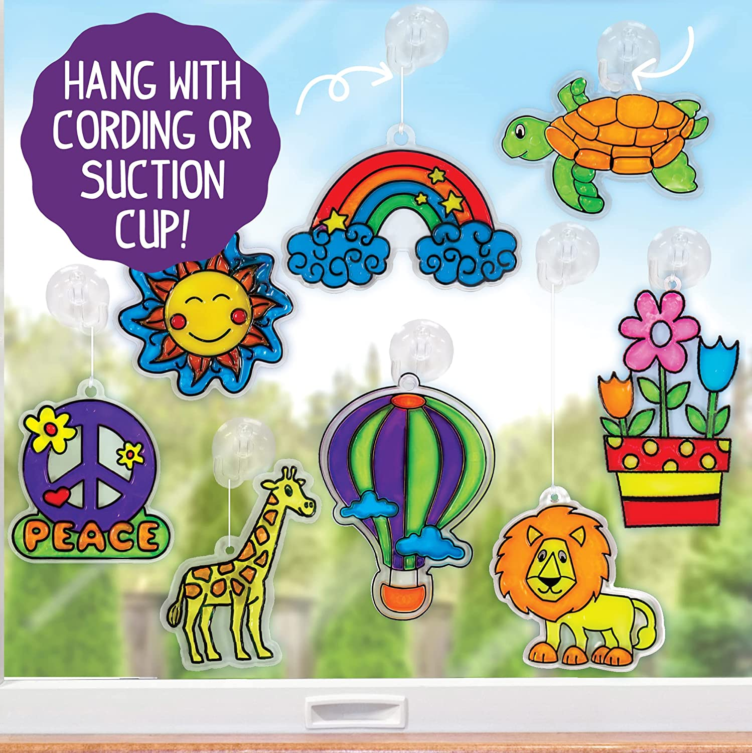 Made by Me Create Your Own Window Art - Paint Your Own Suncatchers - DIY Suncatchers - Arts and Craft Kits for Kids Ages 6, 7, 8, 9