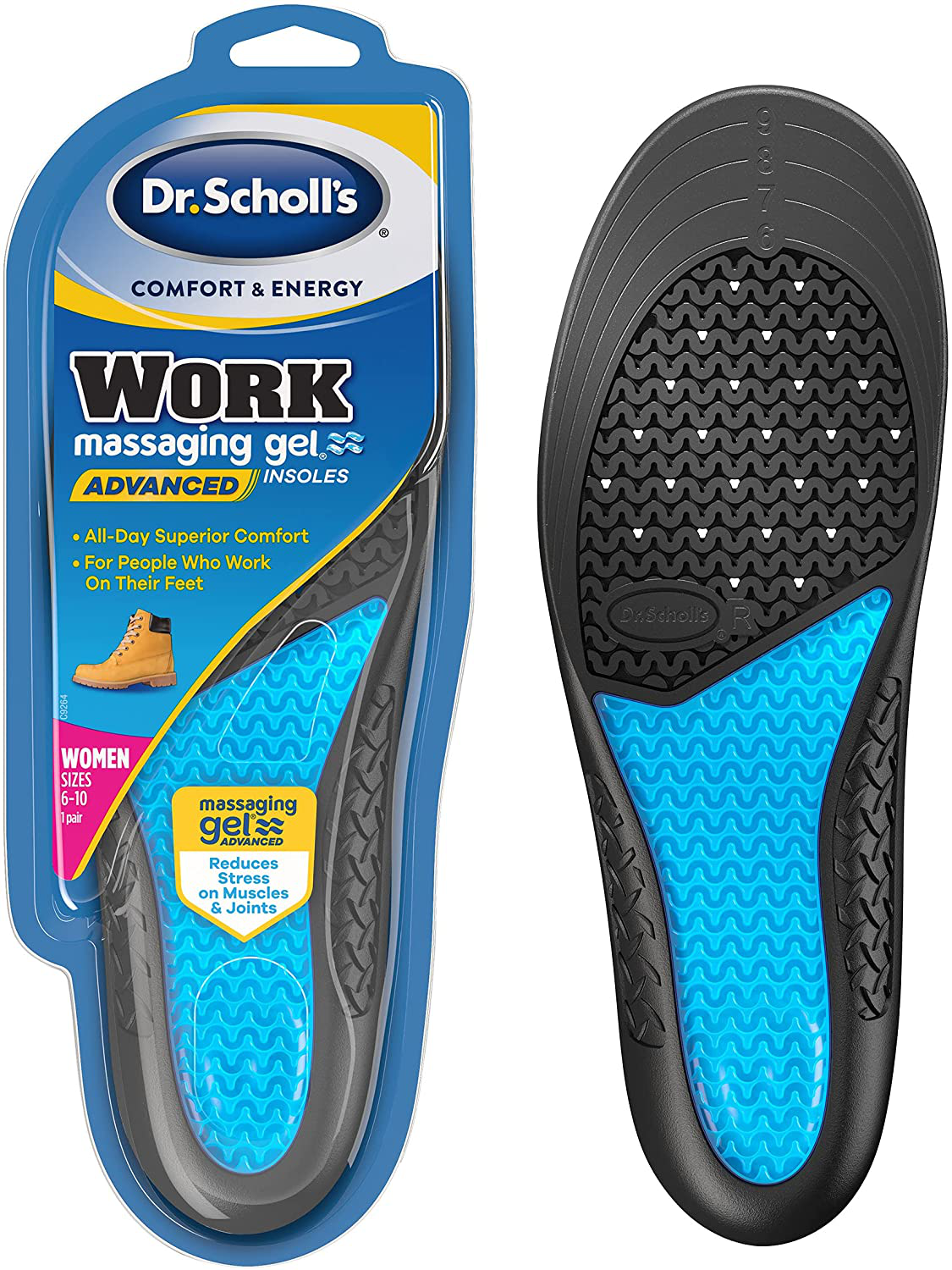 Dr. Scholl's Work Insoles All-Day Shock Absorption and Reinforced Arch Support that Fits in Work Boots and More