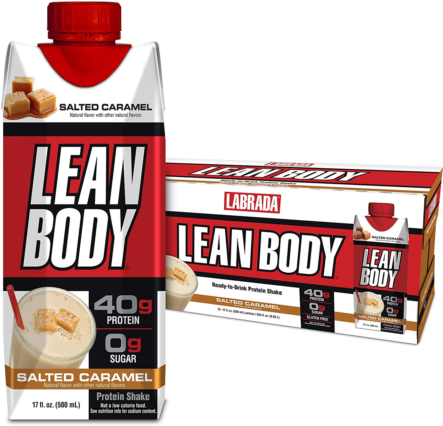 Lean Body Ready-To-Drink Cookies and Cream Protein Shake, 40G Protein, Whey Blend , 0 Sugar, Gluten Free, 22 Vitamins & Minerals, (Recyclable Carton & Lid - Pack of 12) LABRADA , 17 Fl Oz (Pack of 12)