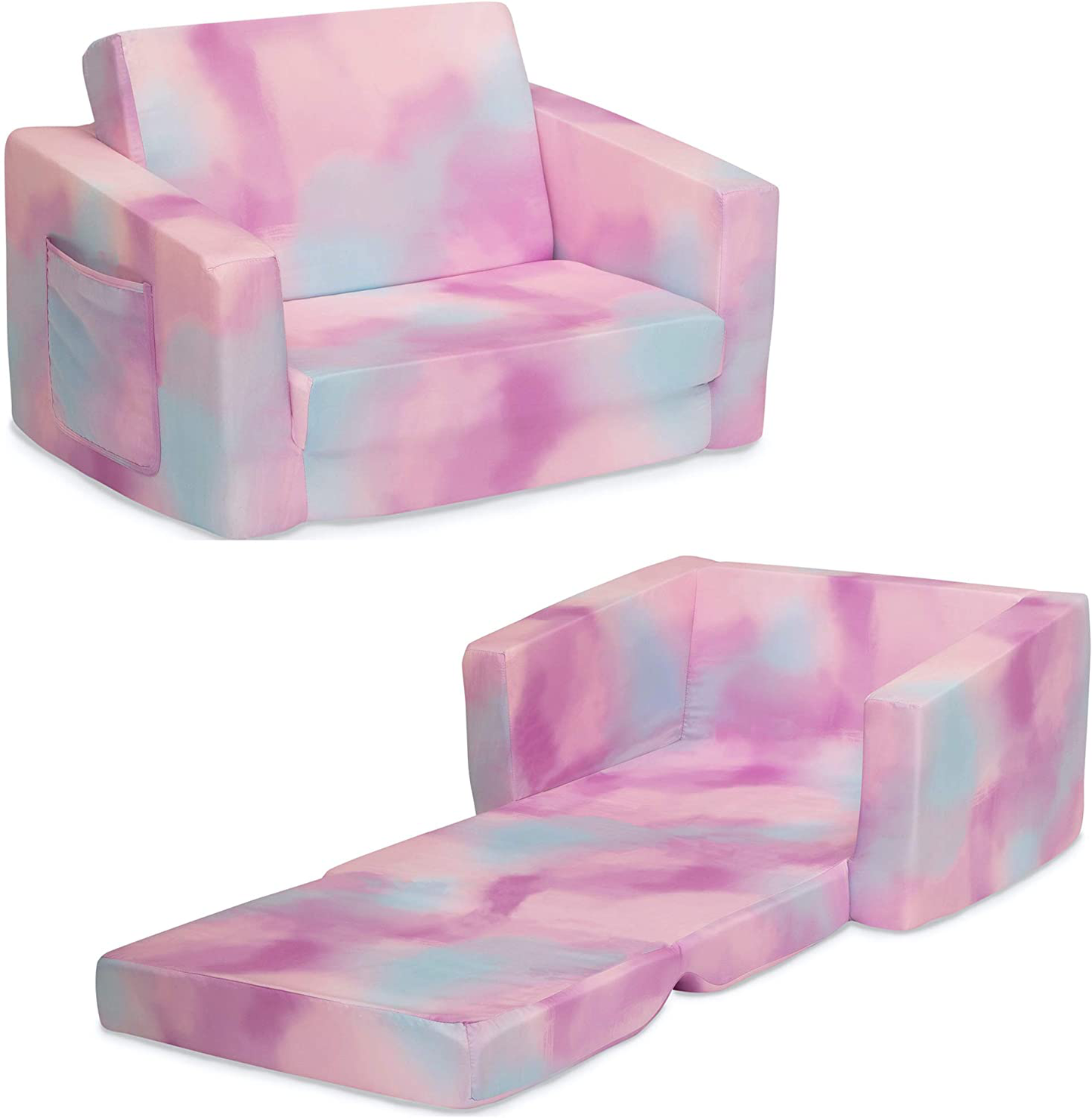 Delta Children Cozee 2-In-1 Convertible Sofa to Lounger - Comfy Flip Open Couch/Sleeper for Kids