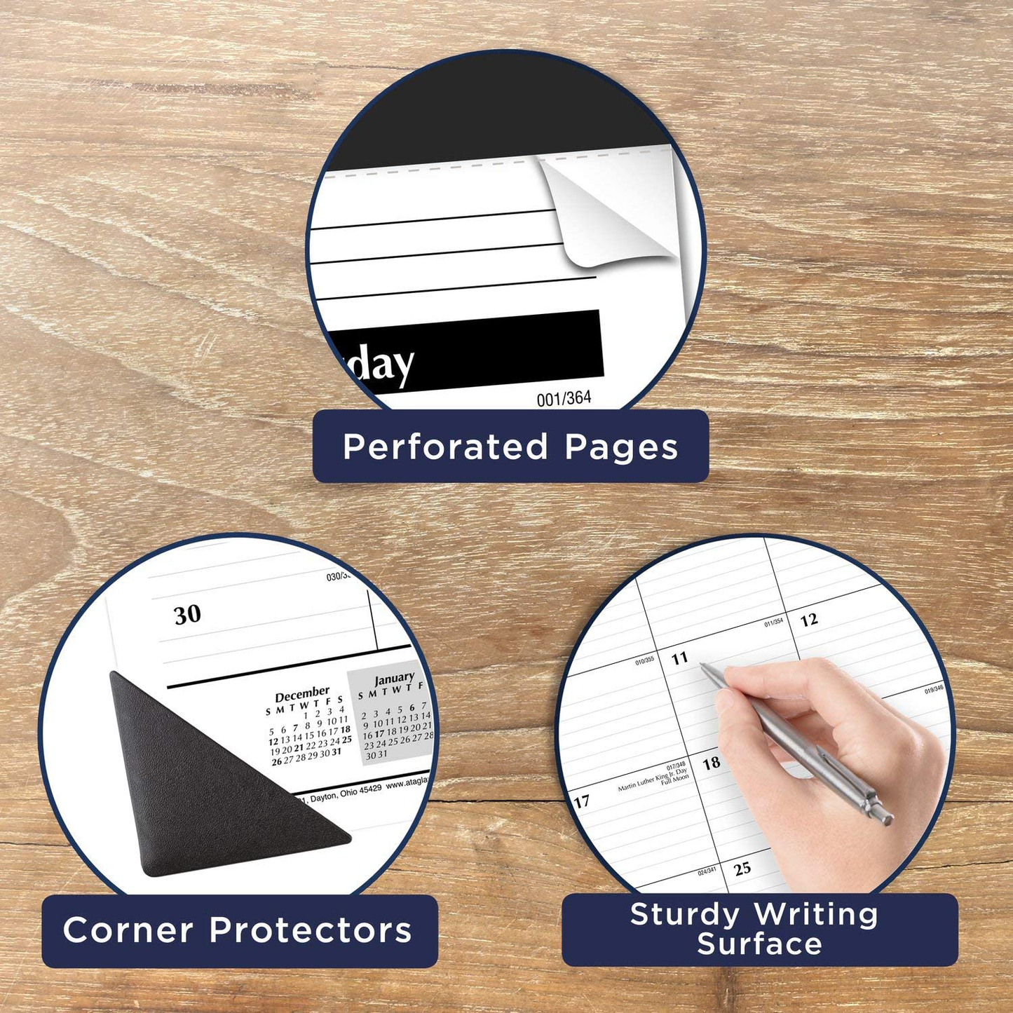 2022 Desk Calendars by AT-A-GLANCE, Monthly Desk Pads, 21-3/4" X 17", Standard, Ruled Blocks, 3 Pack (AZSK2400)
