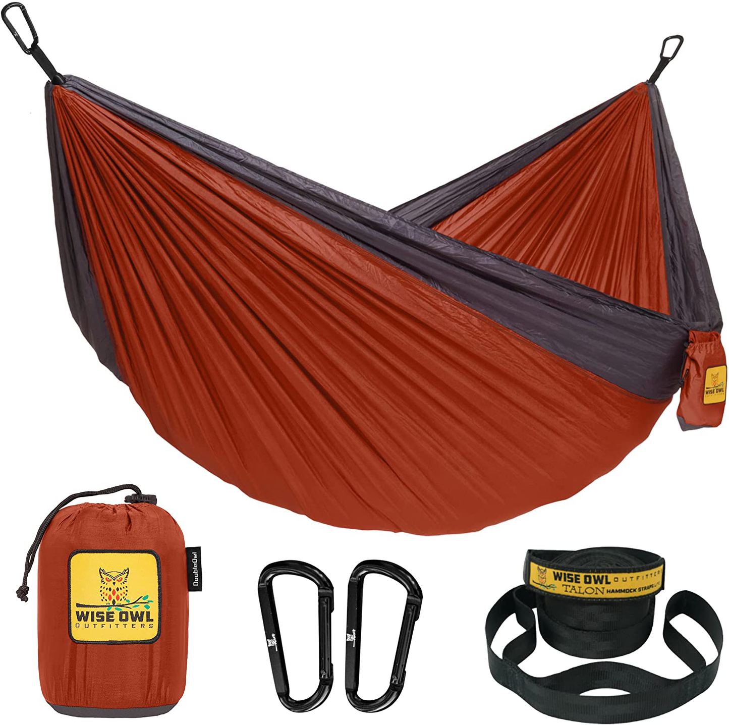 Wise Owl Outfitters Camping Hammocks - Portable Hammock Single or Double Hammock for Outdoor, Indoor W/ Tree Straps - Backpacking, Travel, and Camping Gear