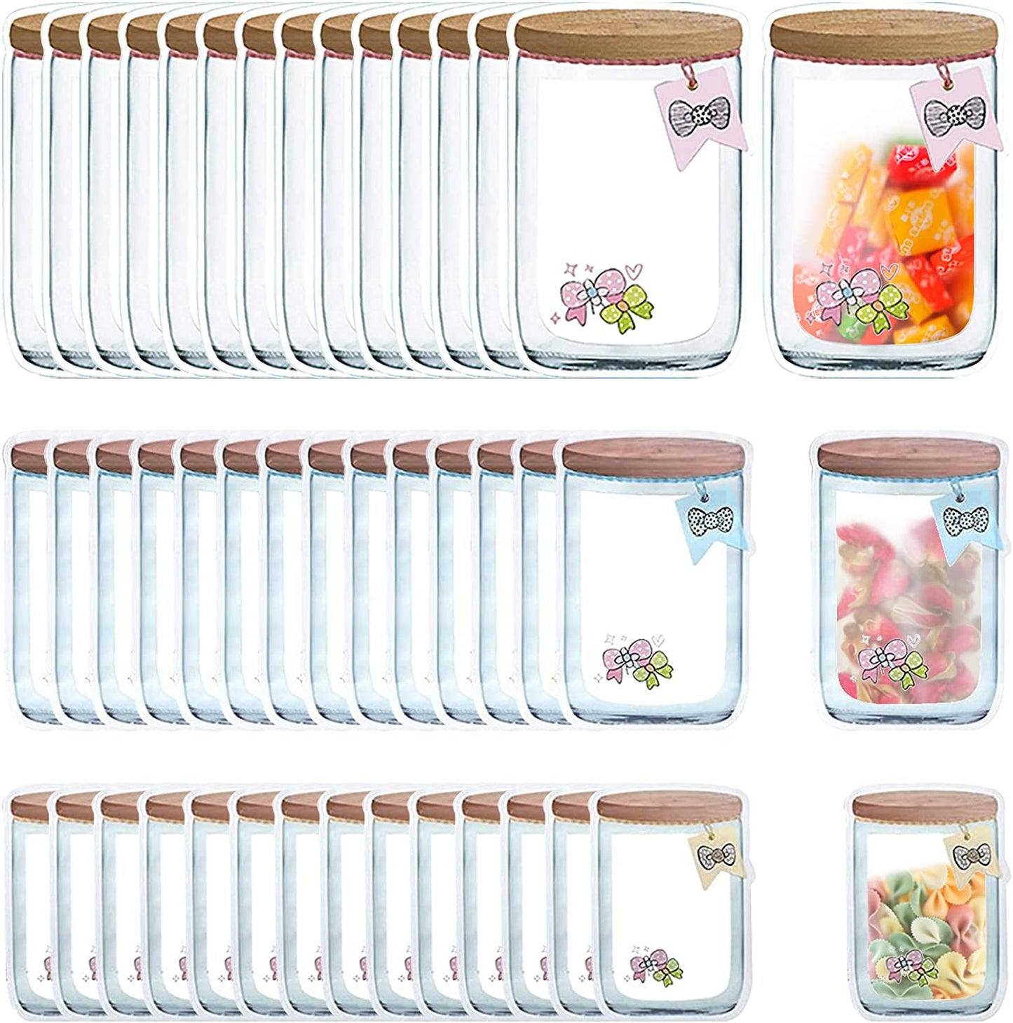 20 PCS Reusable Mason Jar Zipper Bags Mason Jar Bag Refrigerator Organizer Stand-Up Airtight Seal Saver Bags Food Storage Sandwich Bags for Kitchen Kids Snack