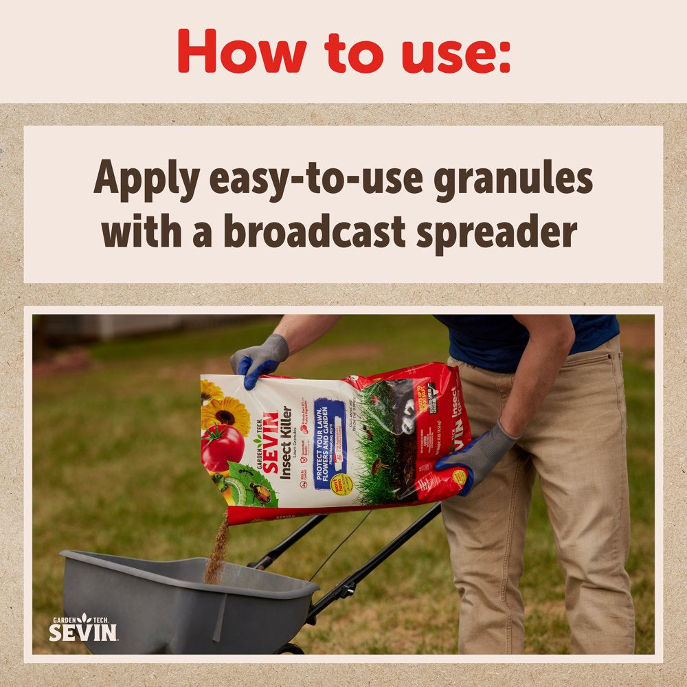 Sevin Insect Killer Outdoor Lawn Granules, 20 Lb. - Treats up to 20,000 Sq. Ft