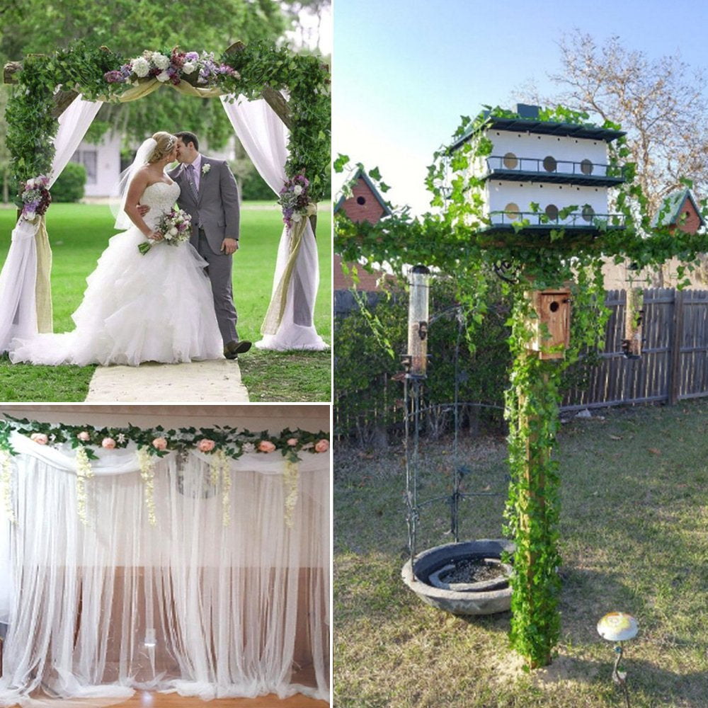 12 Strands Artificial Flowers, Silk Fake Ivy Leaves Hanging, Green