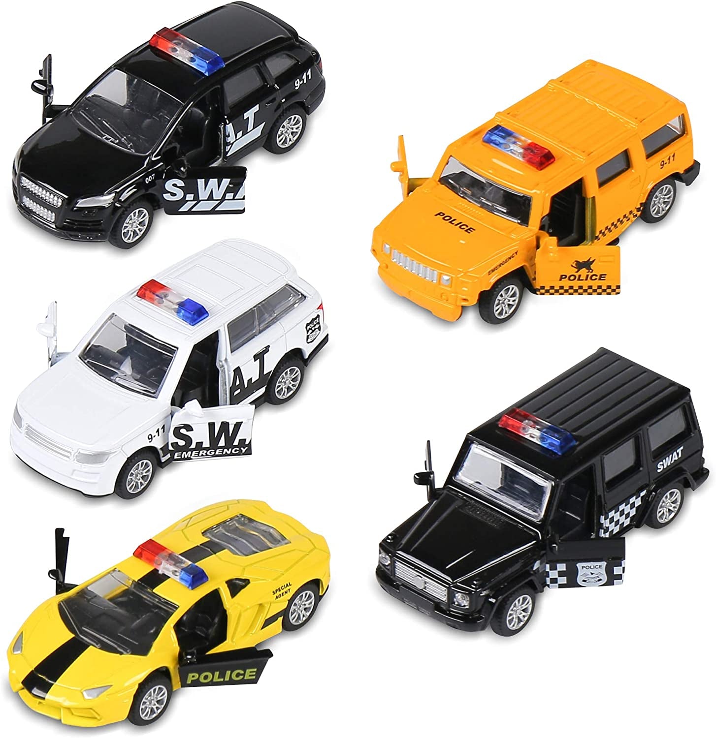 Diecast Toy Trucks 4 Pack Pull Back Toy Cars Openable Doors Off-Road Car Toys Birthday Gift for Boys and Toddlers (Original)