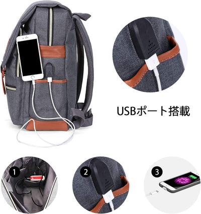 Vintage Laptop Backpack for Women Men,School College Backpack with USB Charging Port Fashion Backpack Fits 15.6Inch Notebook