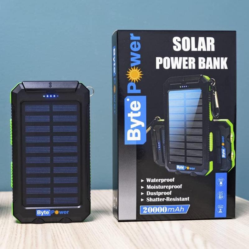 Solar Charger Power Bank 20000Mah, Portable Solar Pone Charger with Compass,Carabiner, Whistle,Flashlights,Solar Panel Charger, Camping Gear Accessory (Green)