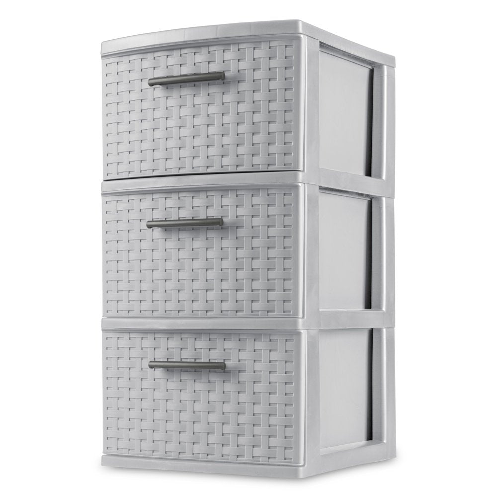 3 Drawer Weave Tower Plastic, Cement