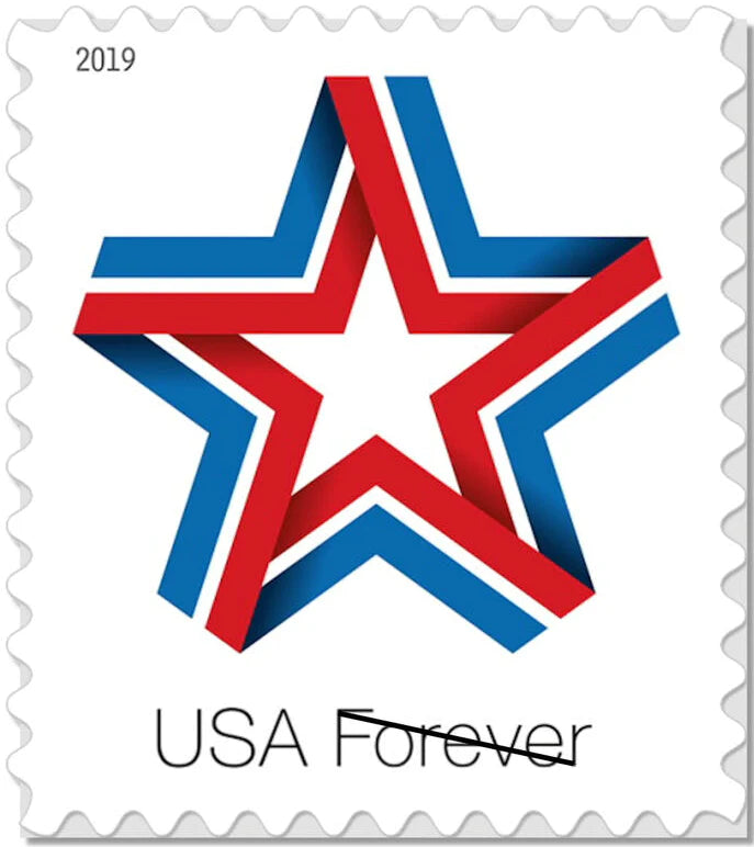 USPS Forever Stamps Star Ribbon - Sheet of 20 Postage Stamps