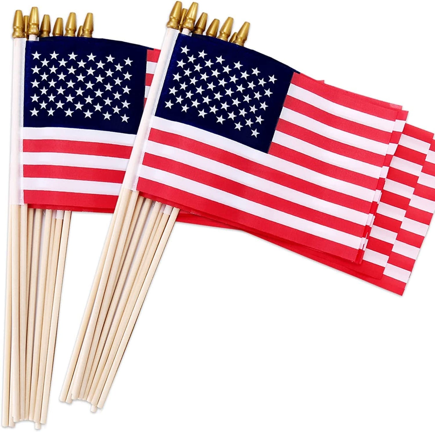 12 Pack Small American Flags on Stick, Small US Flags/Mini American Flag on Stick 4x6 Inch US American Hand Held Stick Flags with Kid-Safe Spear Top