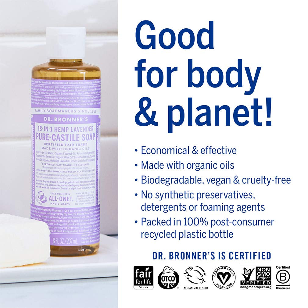 Dr. Bronner’s - Pure-Castile Liquid Soap (Lavender, 8 ounce)