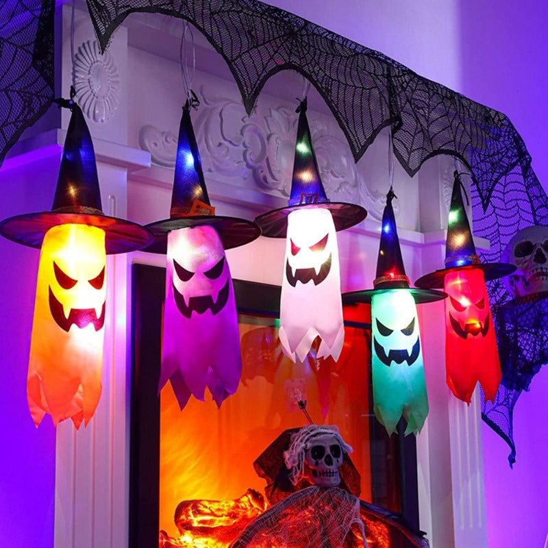 5 Pcs Halloween Witch Hat String Lights,Colored LED Lights Halloween Glowing Decoration for Yard Tree Garden Party Decor, Indoor and Outdoor