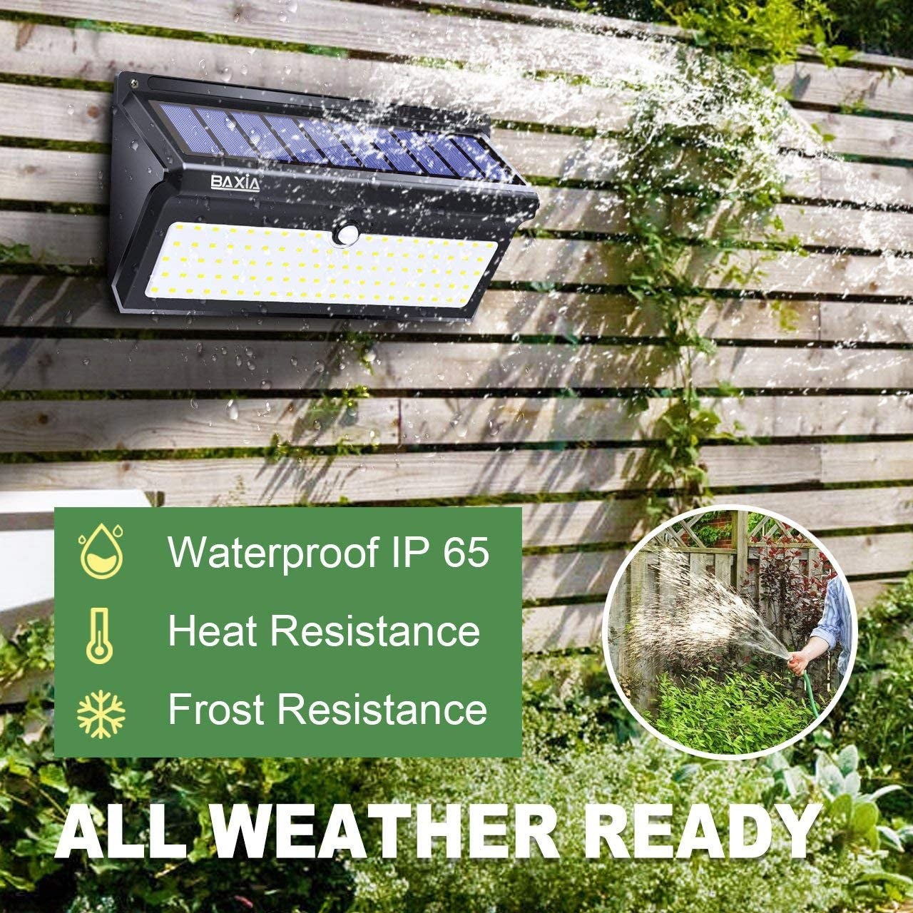 2 pack Solar Lights Outdoor Waterproof, 100 LED Solar Motion Sensor Lights with Wide Angle Super Bright Security Solar Wall Lights for Garden, Fence, Front Door, Yard