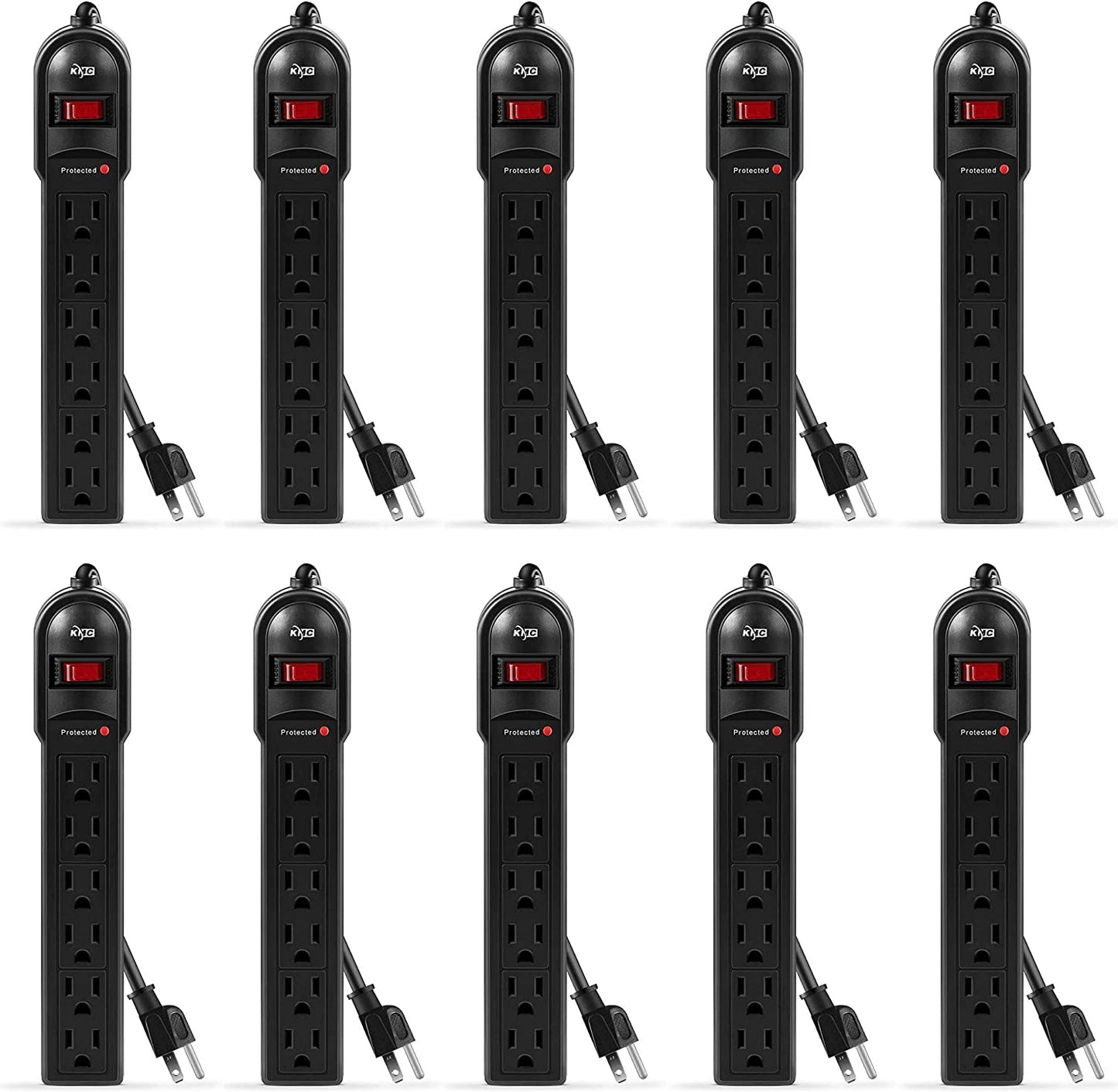 6-Outlet Surge Protector Power Strip 4-Pack, Overload Protection, 2-Foot Cord, 600 Joule