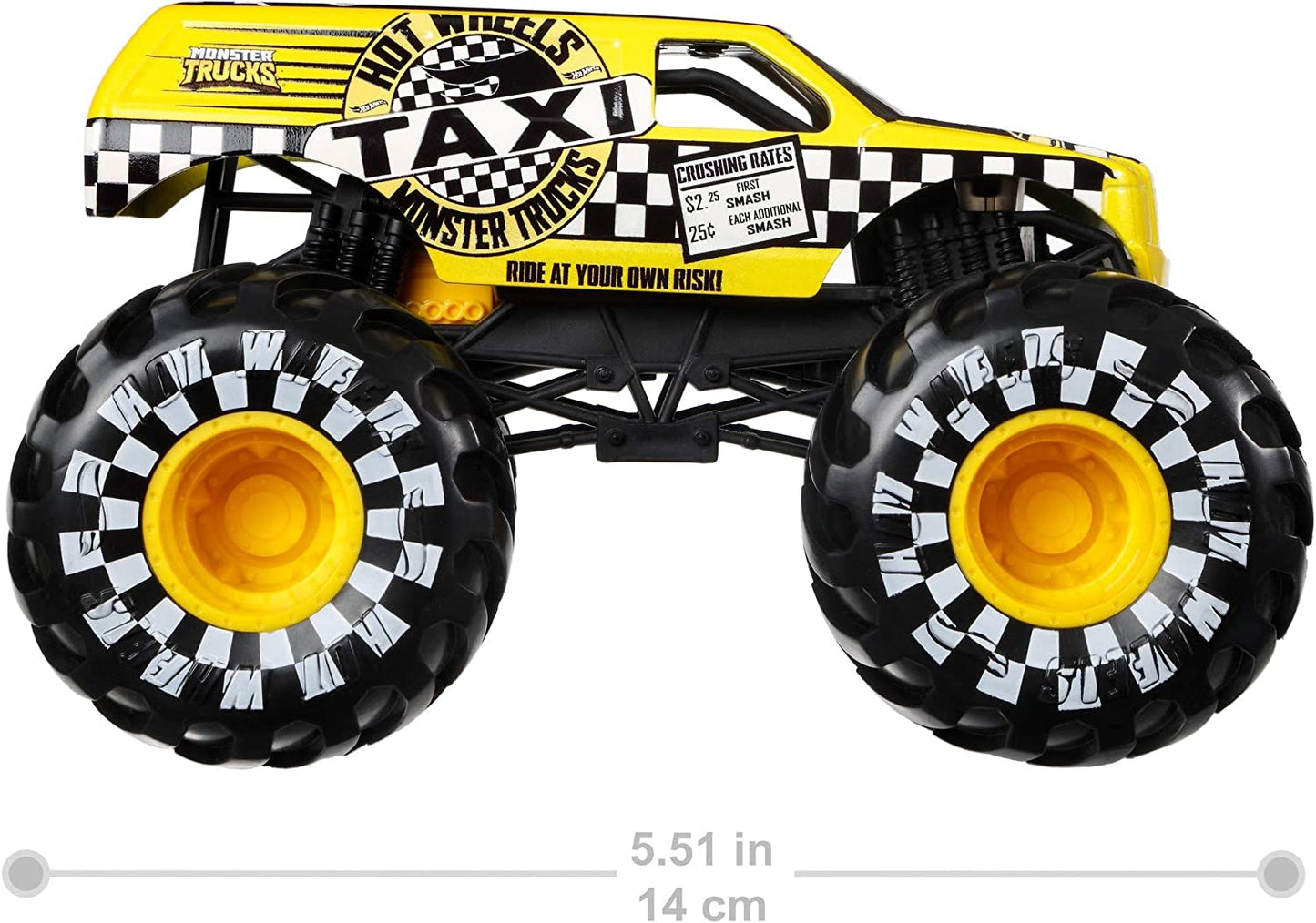 Hot Wheels Monster Truck 1:24 Scale Taxi Vehicle with Giant Wheels for Kids Age 3 to 8 Years Old Great Gift Toy Trucks Large Scales