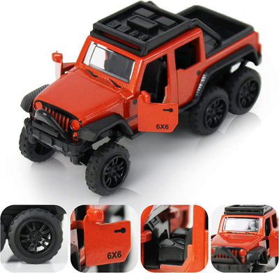 Diecast Toy Trucks 4 Pack Pull Back Toy Cars Openable Doors Off-Road Car Toys Birthday Gift for Boys and Toddlers (Original)