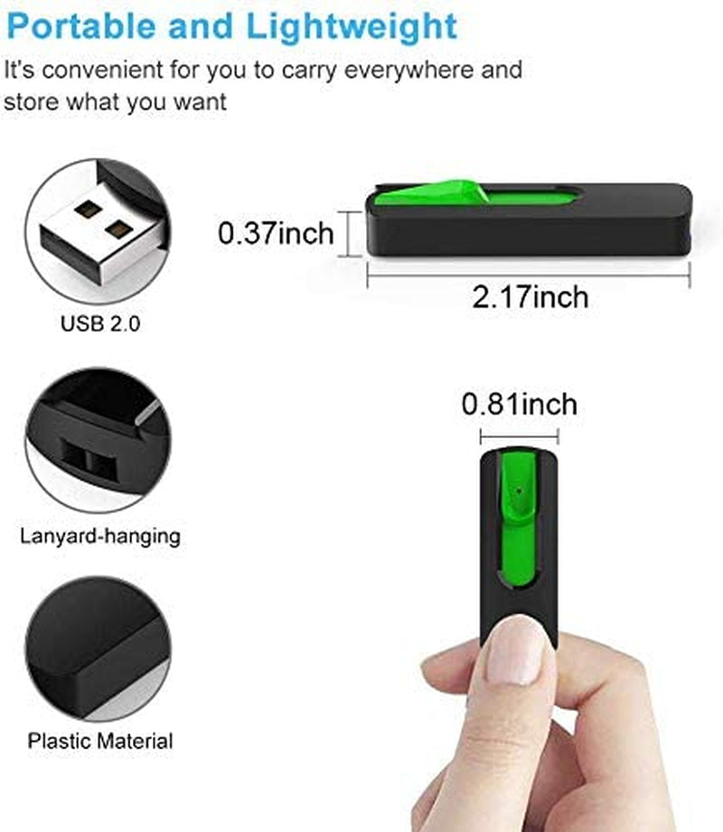 10 Pack 32GB USB Flash Drives Slide Retractable Memory Stick Bulk USB 2.0 Thumb Drive Jump Drive Zip Drive USB Sticks Data Storage Backup for PC Mac (32G, 10 Mixed Color)