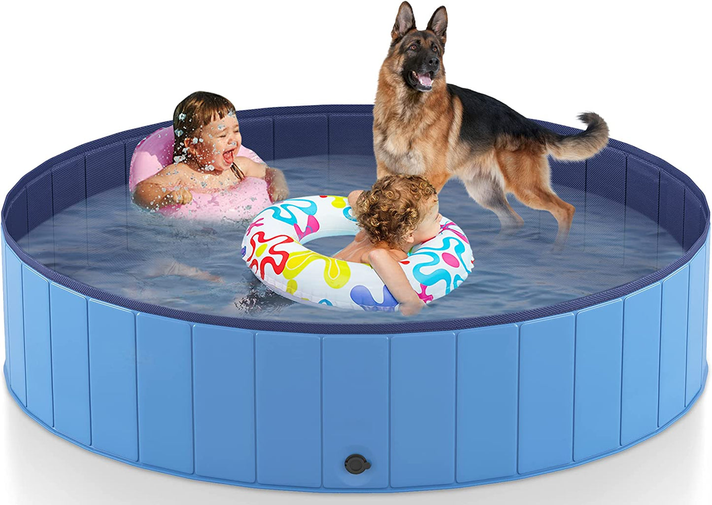 Foldable Dog Pool, Collapsible Hard Plastic Dog Swimming Pool, Portable Bath Tub for Pets Dogs and Cats, Pet Wading Pool for Indoor and Outdoor, 32 x 8 Inches
